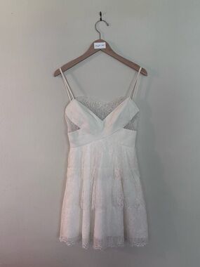 BCBGMaxAzria Cream Lace-Trim Slip Dress